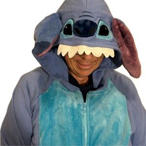Disney Stitch Hoodie Zip Up Sweatshirt hood has Stitch ears & teeth Men’s Large